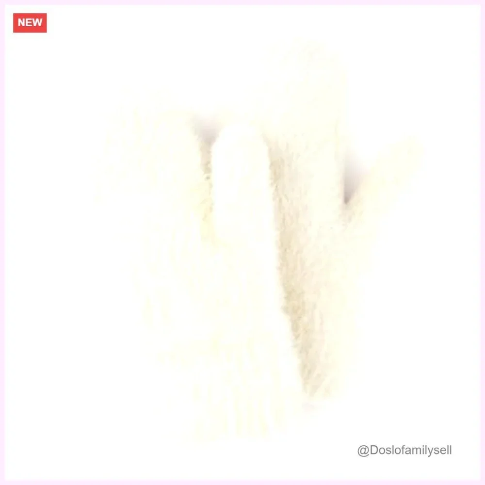 Women's Faux Rabbit Fur Knitted Mittens - Thick Warm Cold Weather Gloves